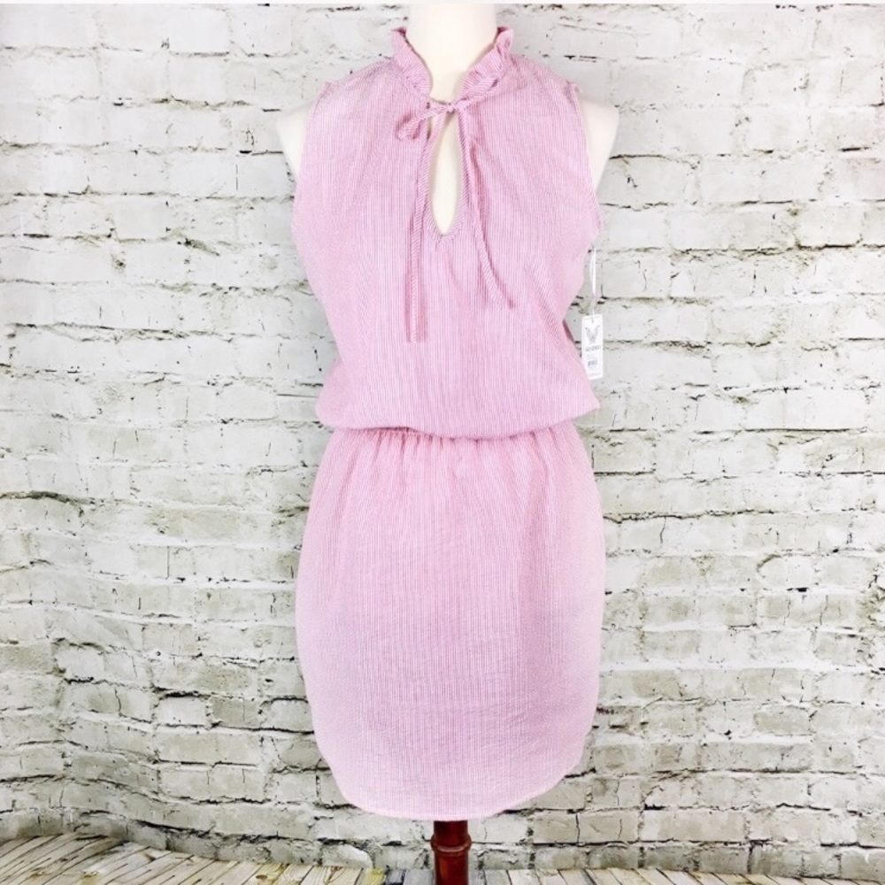 Go Coco Red & White Seersucker Dress NWT (Size L)